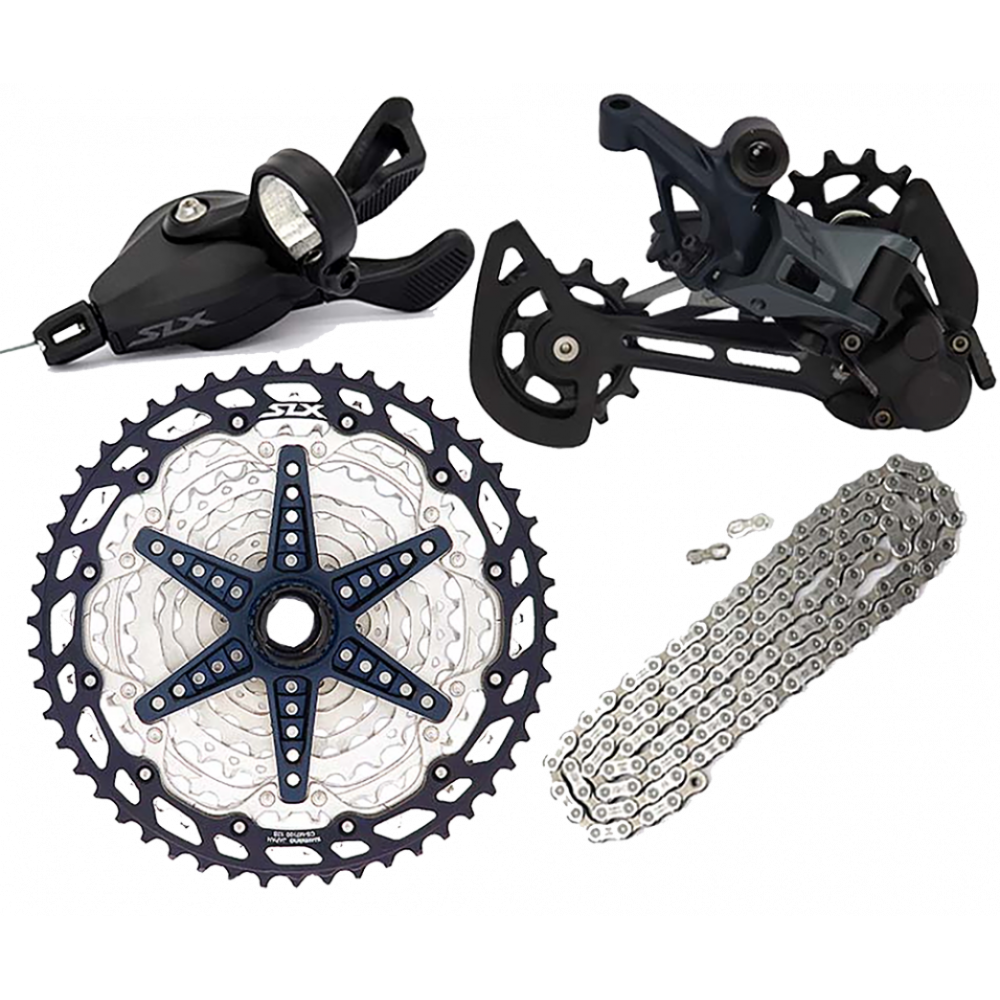 GROUPSET SHIMANO SLX 12V - DESVIADOR POST - SHIFTER - CADENA - PINON