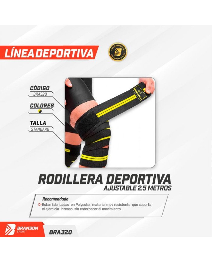 RODILLERA DEPORTIVA AJUSTABLE (2.5 METROS) BRA320 AMARILLO T/STD