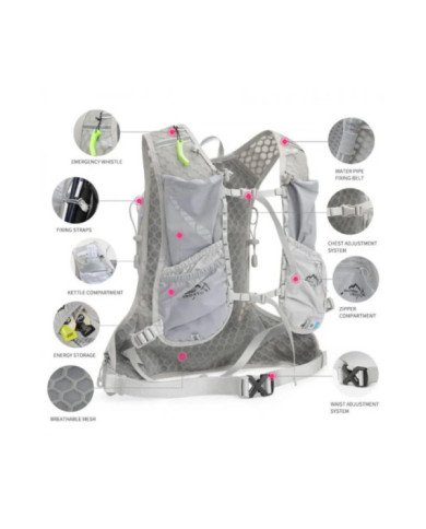 CHALECO DE HIDRATACION TRAIL RUNNING VEST 3L C/BOLSA DE AGUA 1.5L INOXTO