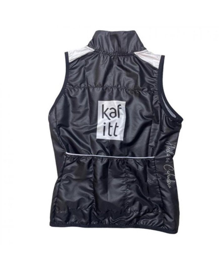 CHALECO CORTAVIENTO KAFFIT HOMBRE  NEGRO LOGO BLANCO L