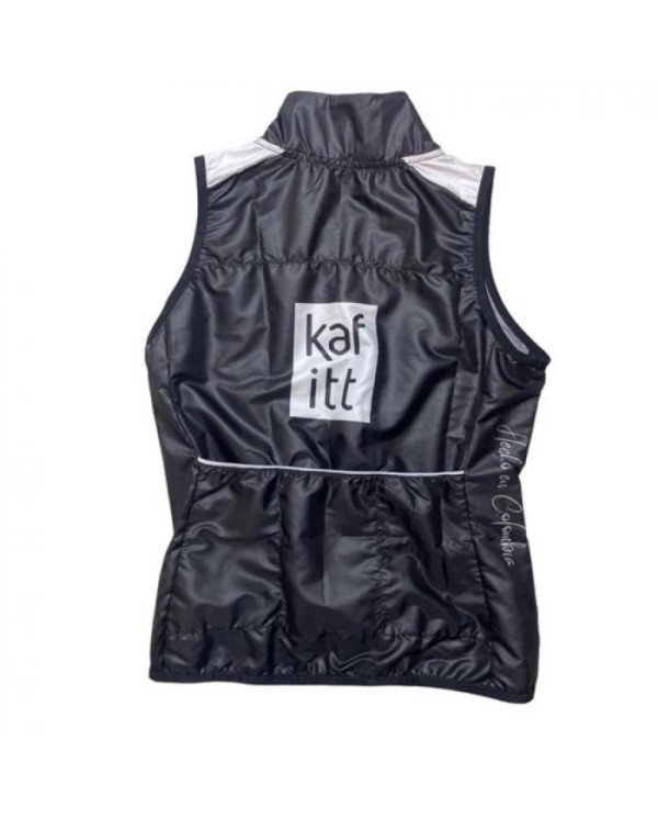 CHALECO CORTAVIENTO KAFFIT HOMBRE  NEGRO LOGO BLANCO L