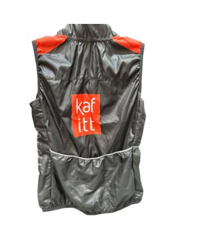 CHALECO CORTAVIENTO MUJER KAFFIT NEGRO LOGO ROJO M