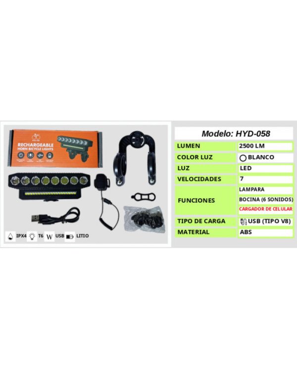 LUZ DELANTERA LINTERNA 2500 HYD 058