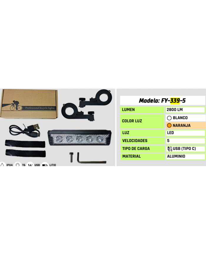 LUZ DELANTERA 2800 LUM FY-339-5