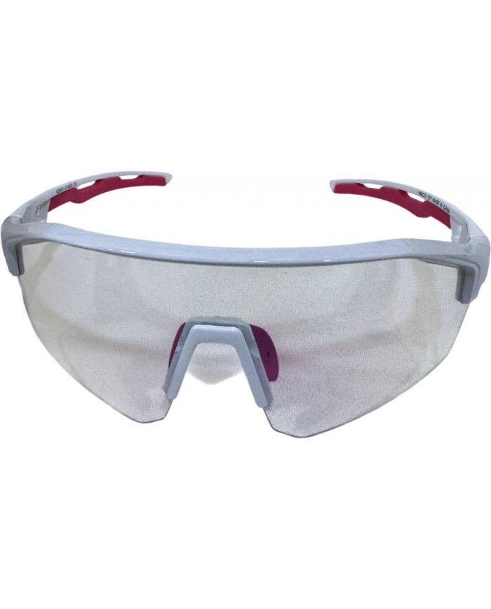 LENTES DE CICLISMO POLARIZADO ROSA TRANSPARENTE ATOM COLOR  BLANCO C/ ROSA MODELO XQ640