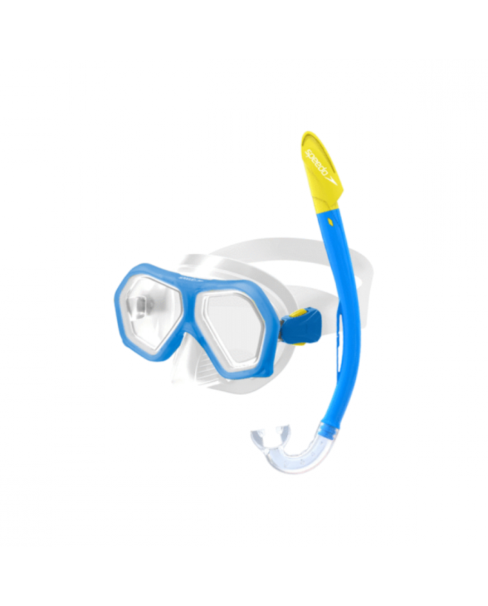 SPEEDO LEISURE JUNIOR DUAL LENSES MASK WITH SNORKEL COMBO SET AZUL UNU
