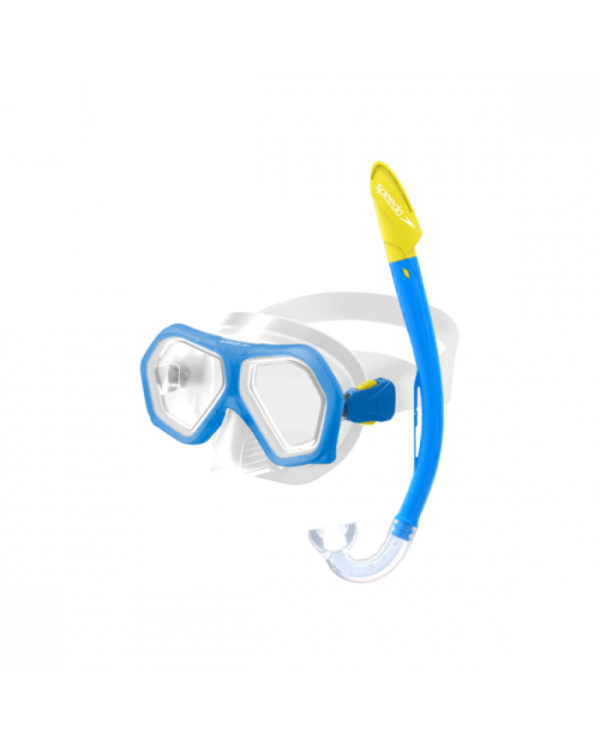 SPEEDO LEISURE JUNIOR DUAL LENSES MASK WITH SNORKEL COMBO SET AZUL UNU