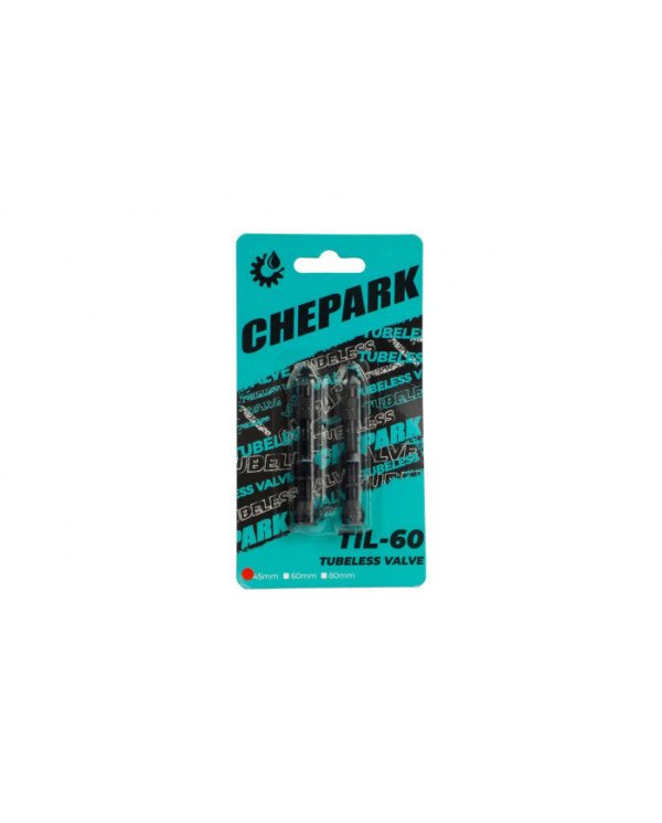 VÁLVULA DE ALUMINIO TUBELESS CHEPARK TIL-60A 45MM NEGRO MTB C/REMOVEDOR