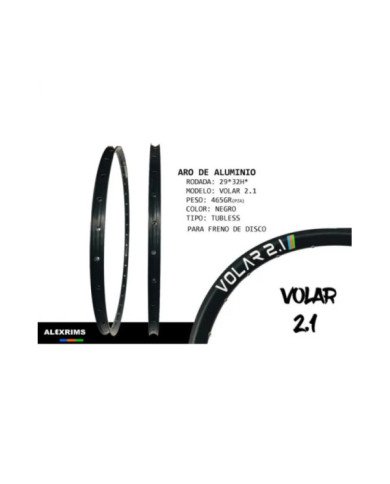 ARO 29 MTB ALEX RIMS 32H DISC VOLAR 2.1 NG TW ANCHO 21 - 26.3