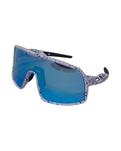 LENTES DE CICLISMO POLARIZADO TAC HIELO AZUL ATOM COLOR BLANCO C/ PUNTOS ROJOS Y AZULES MODELO XQ577