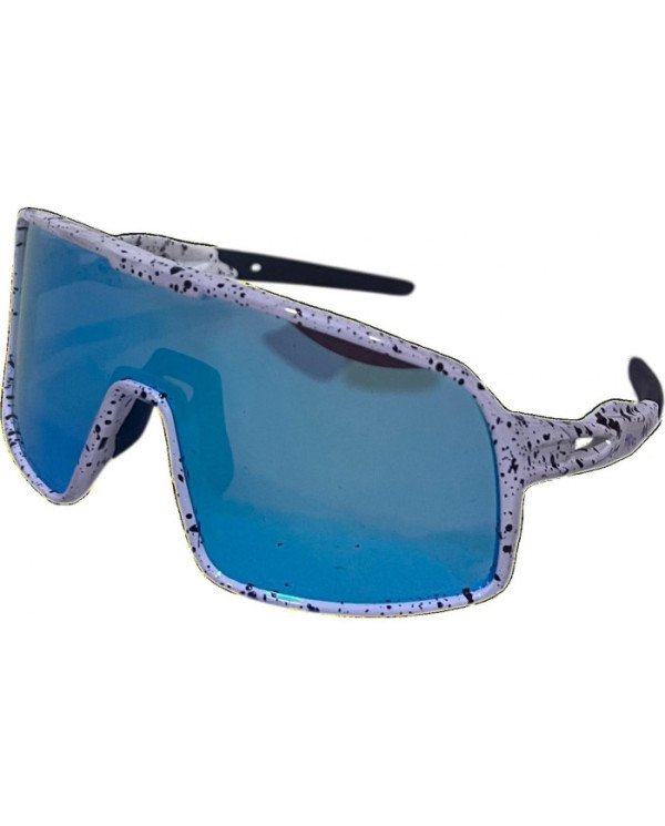 LENTES DE CICLISMO POLARIZADO TAC HIELO AZUL ATOM COLOR BLANCO C/ PUNTOS ROJOS Y AZULES MODELO XQ577