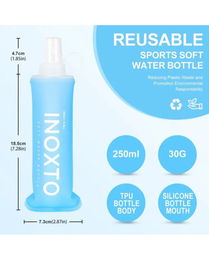 BOTELLA FLEXIBLE CELESTE 250ML INOXTO